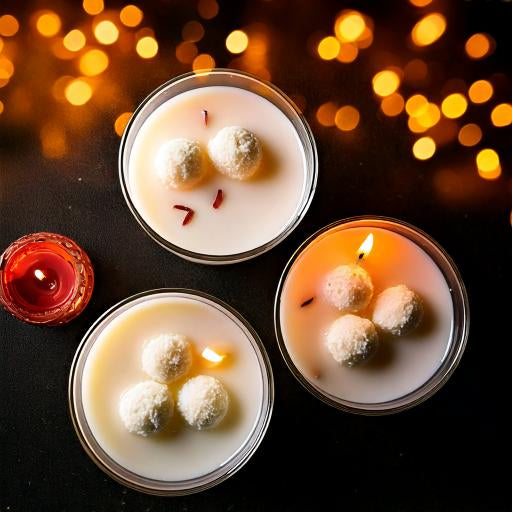 DIWALI SPECIAL -   RASMALAI SOY WAX CANDLES (SET OF 6)