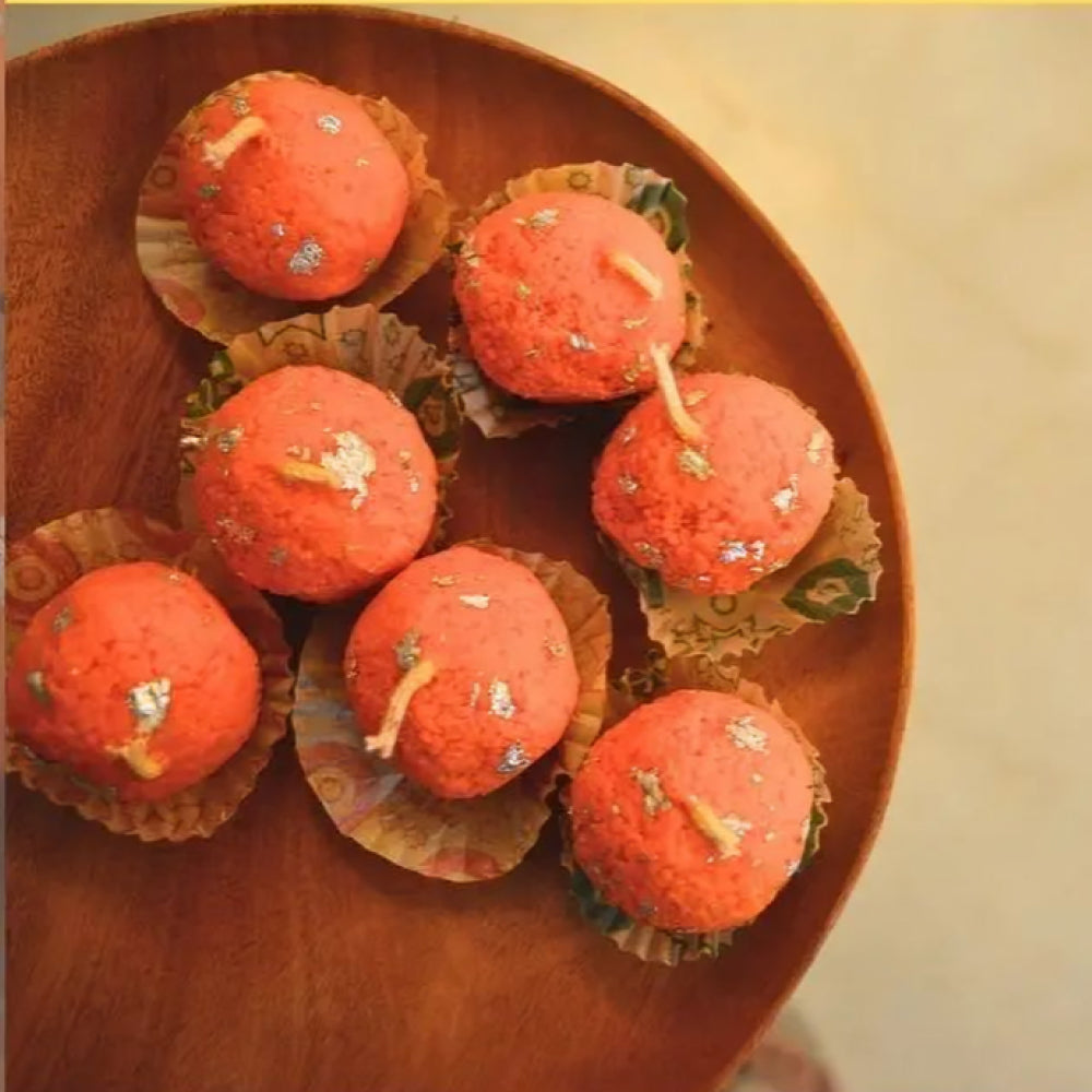 DIWALI SPECIAL - LADOO SOY WAX CANDLES (SET OF 6)